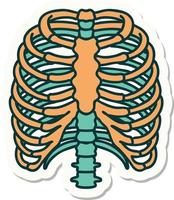 sticker of tattoo in traditional style of a rib cage vector