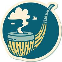 sticker of tattoo in traditional style of a smokers pipe vector