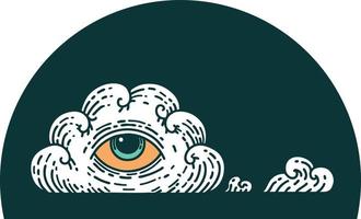 iconic tattoo style image of an all seeing eye cloud vector