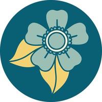iconic tattoo style image of a flower vector