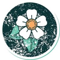 iconic distressed sticker tattoo style image of a flower vector