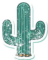 iconic distressed sticker tattoo style image of a cactus vector