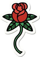 sticker of tattoo in traditional style of rose vector