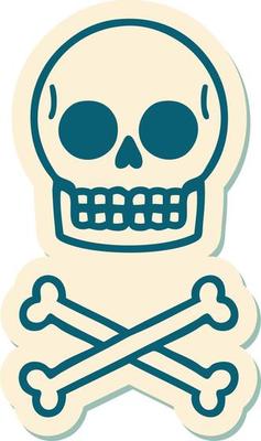 sticker of tattoo in traditional style of a skull