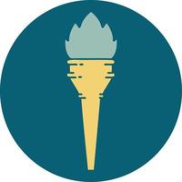 iconic tattoo style image of a lit torch vector