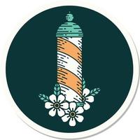 sticker of tattoo in traditional style of a barbers pole vector