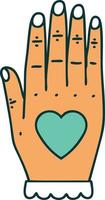 iconic tattoo style image of a hand vector