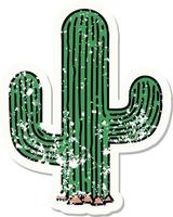 distressed sticker tattoo in traditional style of a cactus vector