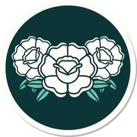 sticker of tattoo in traditional style of a bouquet of flowers vector