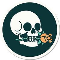 sticker of tattoo in traditional style of a skull vector