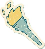 iconic distressed sticker tattoo style image of a lit torch vector