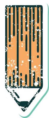 iconic distressed sticker tattoo style image of a pencil