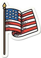 sticker of tattoo in traditional style of the american flag vector
