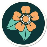 sticker of tattoo in traditional style of a flower vector