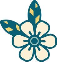 iconic tattoo style image of a flower vector