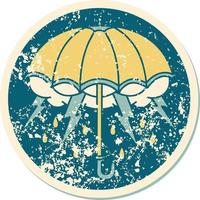 iconic distressed sticker tattoo style image of an umbrella vector