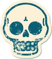 iconic distressed sticker tattoo style image of a skull vector