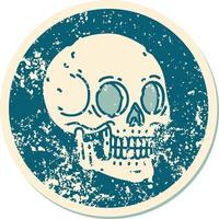 iconic distressed sticker tattoo style image of a skull vector