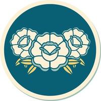 sticker of tattoo in traditional style of a bouquet of flowers vector