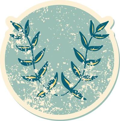 iconic distressed sticker tattoo style image of a laurel