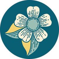 iconic tattoo style image of a flower vector