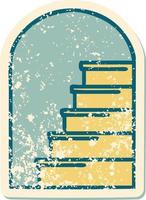 iconic distressed sticker tattoo style image of a doorway to steps vector