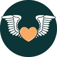 iconic tattoo style image of a heart with wings vector