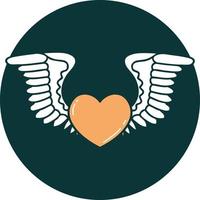 iconic tattoo style image of a heart with wings vector