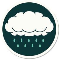 sticker of tattoo in traditional style of a cloud raining vector