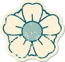 iconic distressed sticker tattoo style image of a flower vector