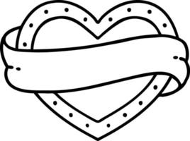 tattoo in black line style of a heart and banner vector