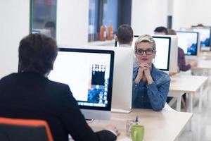 startup business, woman  working on desktop computer photo