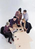 aerial view of business people group on meeting photo