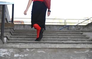 Red socks girl photo