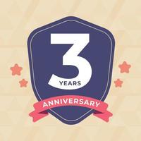 3rd Third Anniversary Celebrating icon logo label Vector event gold color shield