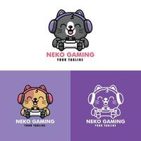 CUTE GAMER CAT LOGO COLLECTION SET vector