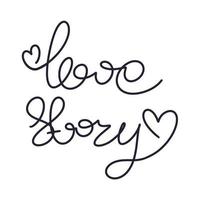 Lettering love story with hearts doodle illustration vector