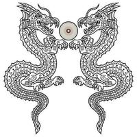 Dragon line art vector