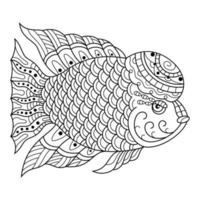 Flower horn fish line art vector