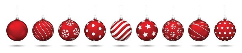 Red christmas balls decoration isolated on white background.