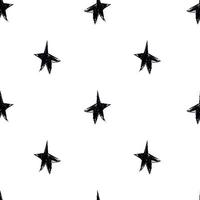Doodle cosmic seamless pattern in childish style. Hand drawn abstract space stars. Black and white. vector