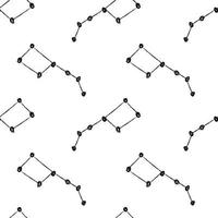 Doodle cosmic seamless pattern in childish style. Hand drawn abstract big dipper. Black and white vector