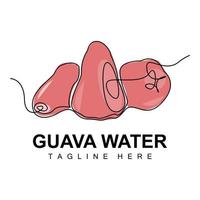 vector de diseño de logotipo de guayaba de agua con estilo de línea ilustración de mercado de fruta fresca planta de vitamina