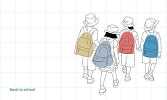 children back to school with line art and copy space vector