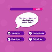 Quiz test lottery millionaire menu template. Quiz game frame. Congratulations window. Flat vector illustration