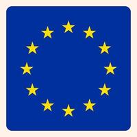 European Union square flag button, social media communication sign, business icon. vector