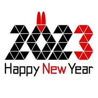 2023 Happy New Year, Number, congratulations and rabbit ears. Chinese New Year. Origami. vector