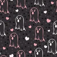 Cute ghosts. Halloween. Seamless pattern, vector illustration