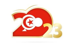 Year 2023 with Tunisia Flag pattern. vector