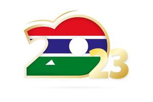 Year 2023 with Gambia Flag pattern. vector